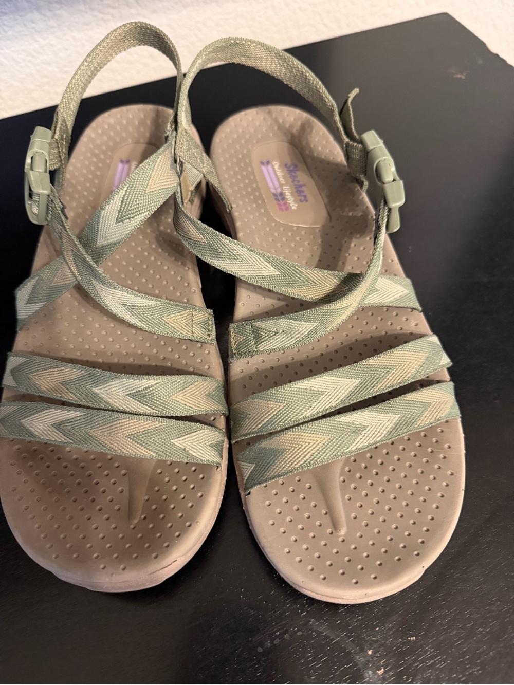 Skechers Women's Light Olive Strappy Comfort Sandals